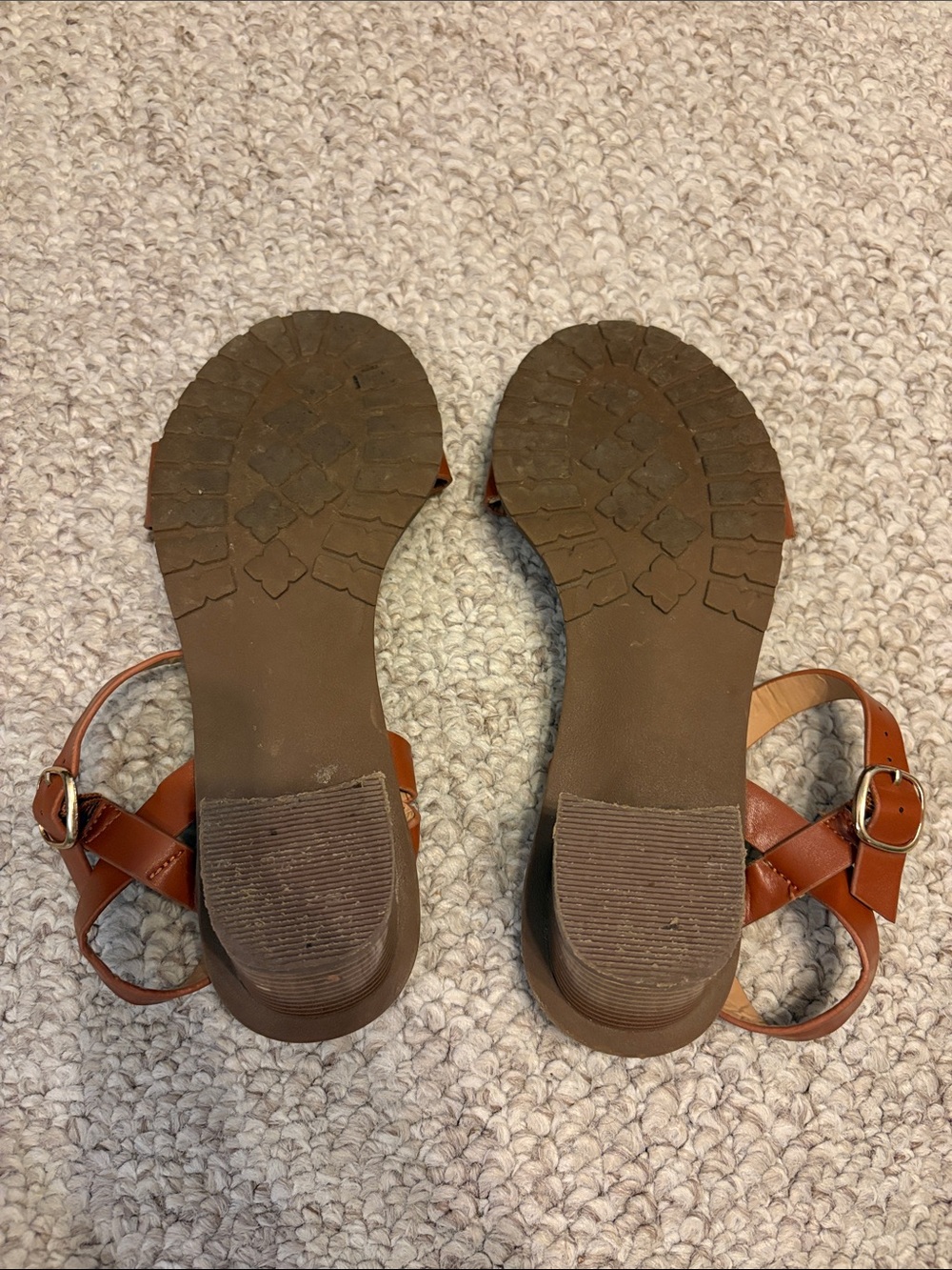 Women's Brown Leather Block Heel Sandals Size 6.5 - Picture 3 of 4